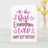 Beste oma ooit 101 Verjaardag Typografie in roze Kaart (Gele Bloem)