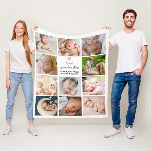 Beste oma ooit 11-foto collage fleece deken (In situ)