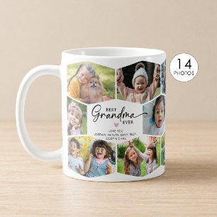 Beste oma ooit 14 foto collage zeshoekig patroon koffiemok