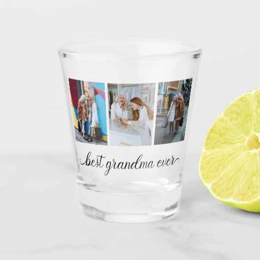 Beste oma ooit 3 fotocollage shot glas (Voorkant)