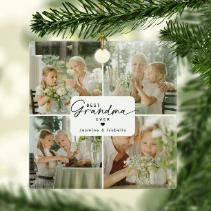 Beste oma ooit 4 foto collage gepersonaliseerd keramisch ornament