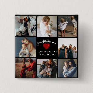 Beste oma ooit 4 foto collage leuk aandenken vierkante button 5,1 cm