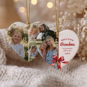 Beste oma ooit 4 foto rode strik hart Kerstmis Keramisch Ornament