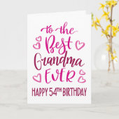 Beste oma ooit 54e verjaardag typografie in roze kaart (Gele Bloem)