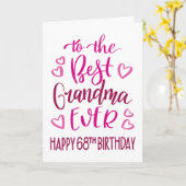 Beste oma ooit 68ste verjaardag typografie in roze kaart (Gele Bloem)