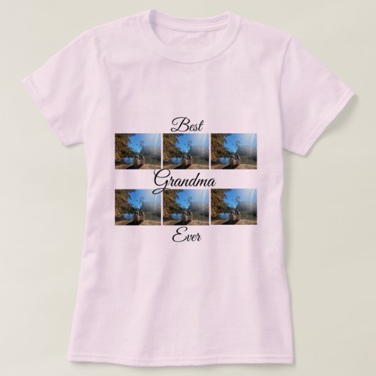 Beste oma ooit 6 Foto Collage Gift Light Pink T-shirt (Design voorkant)