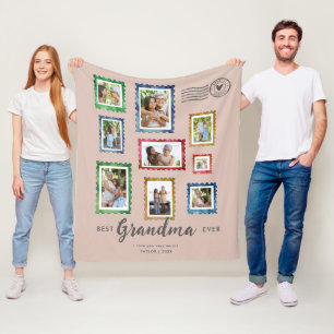 Beste oma ooit 9-foto vintage stempel rozenhout fleece deken