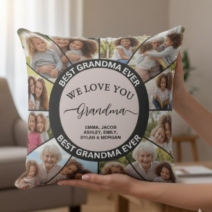 Beste oma ooit aangepaste collage met 12 foto's kussen