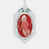 Beste oma ooit Baby foto Glas Ornament (Voorkant Rechts)