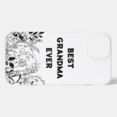 Beste Oma Ooit Bloemen Zwart En Wit iPhone Hoesje (Achterkant horizontaal)