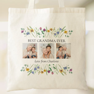 Beste oma ooit bloemenfoto tote bag