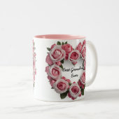 Beste oma ooit bloemenroze tweekleurige koffiemok (Voorkant rechts)