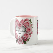 Beste oma ooit bloemenroze tweekleurige koffiemok (Voorkant links)