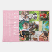 Beste Oma Ooit Definitie 9 Foto Collage Roze Theedoek (Horizontaal)