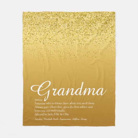 Beste Oma Ooit Definitie Gouden Glitters Fleece Deken (Voorkant)
