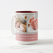 Beste oma ooit | Elegant Script 3 Fotocollage Tweekleurige Koffiemok (Voorkant links)