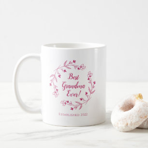 Beste oma ooit familie bloemenkrans jaar roze koffiemok