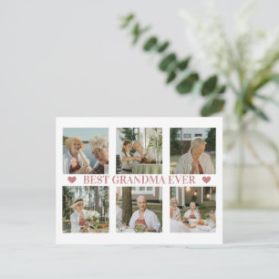 Beste oma ooit foto collage – Cadeau met harten Feestdagenkaart