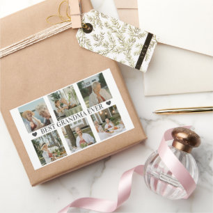 Beste oma ooit foto-collage – Cadeau met harten Rechthoekige Sticker