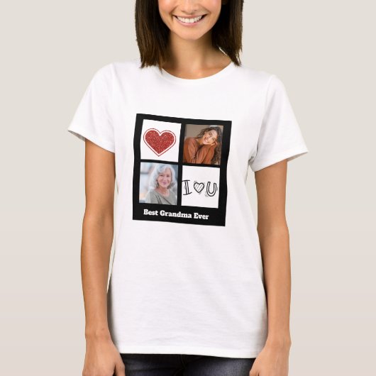 Beste oma ooit Foto collage hart T-shirt (Voorkant)