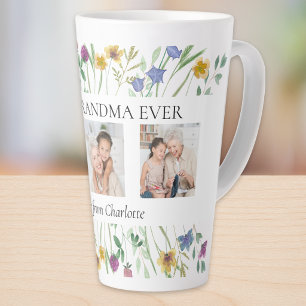 Beste oma ooit foto met wilde bloemen latte mok