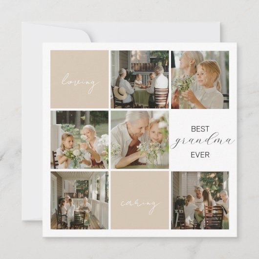 Beste oma ooit | Fotocollage | Mocha Feestdagenkaart (Voorkant)