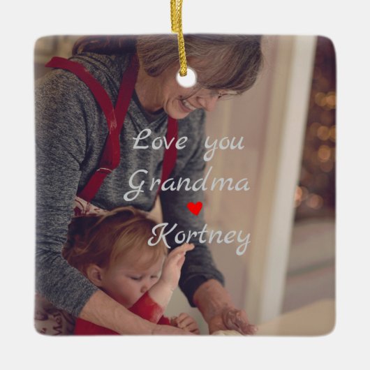 Beste oma ooit fotocollage we houden van je naam keramisch ornament (Voorkant)