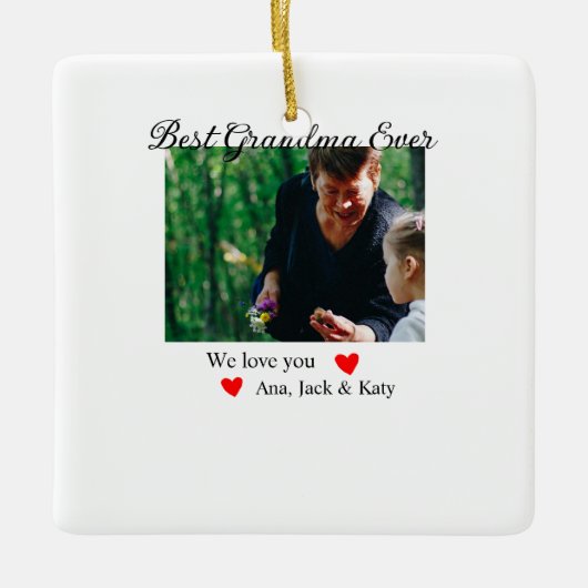 Beste oma ooit fotocollage we houden van je naam keramisch ornament (Voorkant)