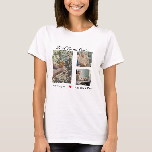 Beste oma ooit fotocollage we houden van je naam t-shirt (Voorkant)