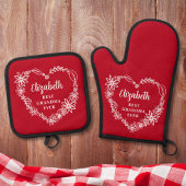 Beste oma ooit gepersonaliseerd rood ovenwant & pannenlap set