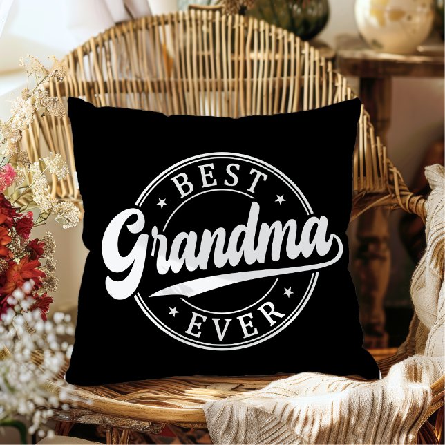 Beste oma ooit gepersonaliseerde foto en naam kussen (Best Grandma Ever Black and White Photo Pillow Gift from Grandkids)