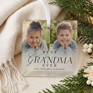 Beste oma ooit Gepersonaliseerde fotocollage cadea Glas Ornament