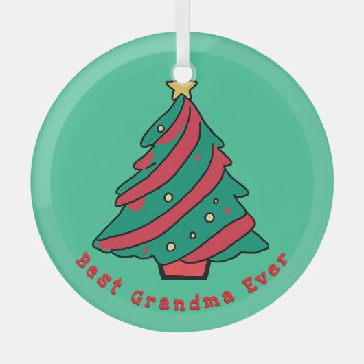 Beste oma ooit | Groene kerstboom Glas Ornament (Voorkant)