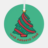 Beste oma ooit | Groene kerstboom Glas Ornament (Achterkant)