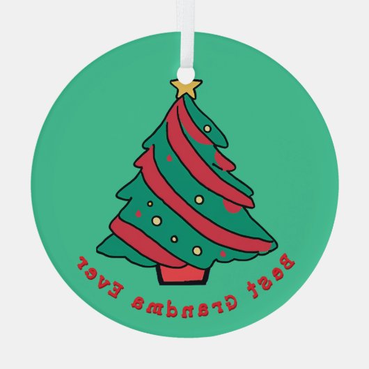 Beste oma ooit | Groene kerstboom Glas Ornament (Achterkant)