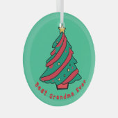 Beste oma ooit | Groene kerstboom Glas Ornament (Voorkant Rechts)