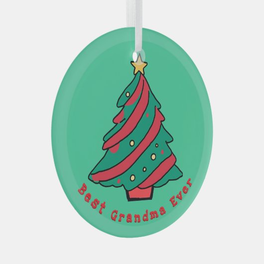 Beste oma ooit | Groene kerstboom Glas Ornament (Voorkant Rechts)