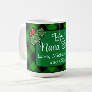 Beste oma ooit groene klassieke ruit bessen van de koffiemok