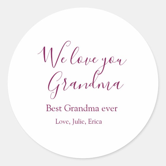 Beste Oma Ooit Grootouders Foto Cadeaus Classic Ronde Sticker (Voorkant)