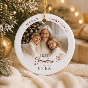 Beste oma ooit kerstornament met foto keramisch ornament