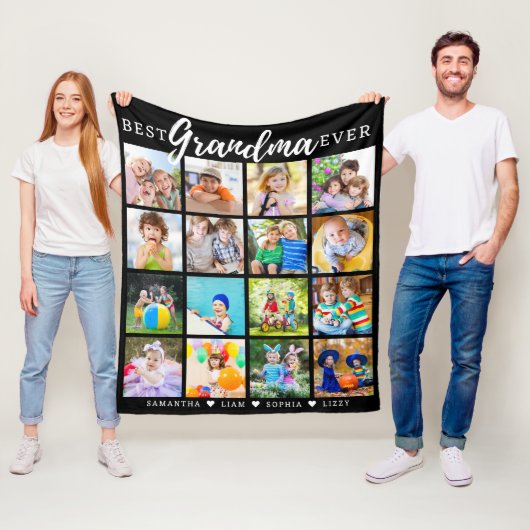 Beste oma ooit kleinkinderen 16 Fotocollage Fleece Deken (In situ)
