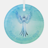 Beste oma ooit | Marble Effect Angel Blauwgroen Glas Ornament (Voorkant)