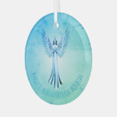 Beste oma ooit | Marble Effect Angel Blauwgroen Glas Ornament (Voorkant links)