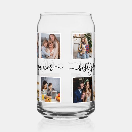 Beste oma ooit moderne aangepaste fotocollage blikvorm glas (Links)