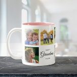 Beste oma ooit moderne chique familie foto collage tweekleurige koffiemok<br><div class="desc">Voor de beste oma ooit voor een speciaal Moederdag- of verjaardagscadeau: een trendy,  hedendaagse mok met uw persoonlijke familiefoto collage,  speciale boodschap en namen in minimale scripttypografie.</div>