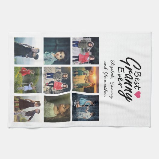 Beste Oma Ooit Moderne Oma Fotocollage Naam Theedoek (Horizontaal)