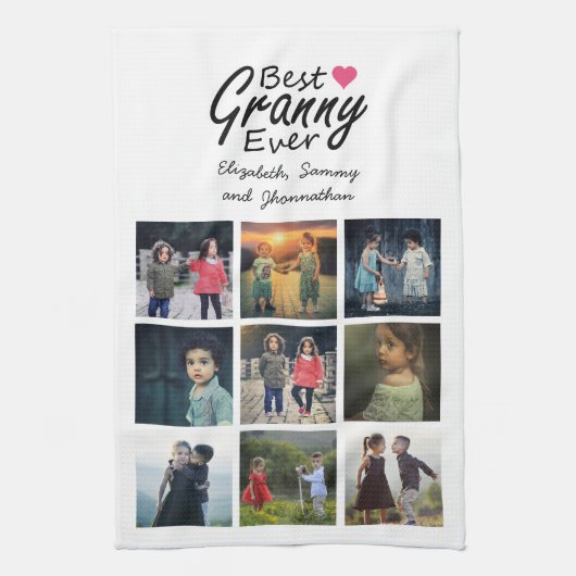 Beste Oma Ooit Moderne Oma Fotocollage Naam Theedoek (Verticaal)