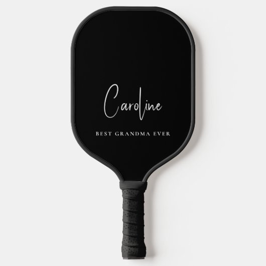 Beste Oma Ooit Monogram Script Zwart Pickleball Paddle (Voorkant)