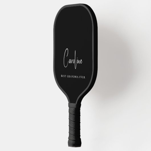 Beste Oma Ooit Monogram Script Zwart Pickleball Paddle (Links)