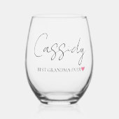 Beste oma ooit Monogram | Stemless Wine Glass Wijnglas Zonder Voet (Voorkant)